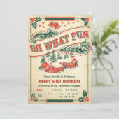 Oh wat een leuk kerst retro verjaardagsfeestje kaart (Staand voorkant)