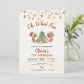 Oh wat een leuk kerstboom verjaardagsfeestje kaart (Staand voorkant)