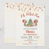 Oh wat een leuk kerstboom verjaardagsfeestje kaart (Voorkant / Achterkant)