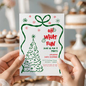 Oh wat een leuk kerstfeest grillig rood groen kaart