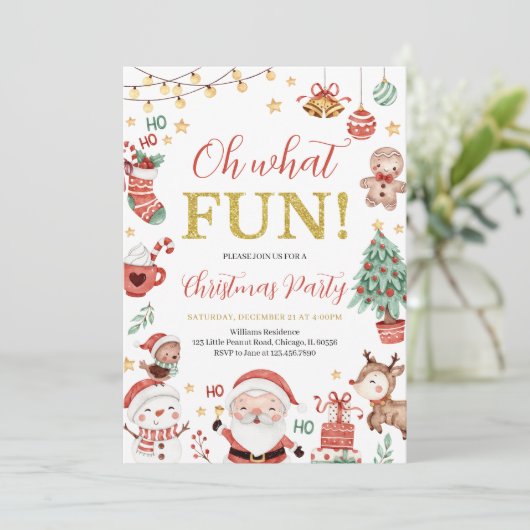 Oh wat een leuk kerstfeest kaart (Staand voorkant)