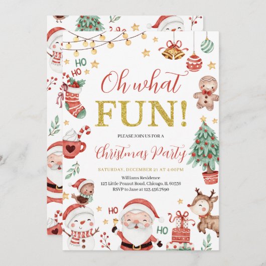 Oh wat een leuk kerstfeest kaart (Voorkant / Achterkant)