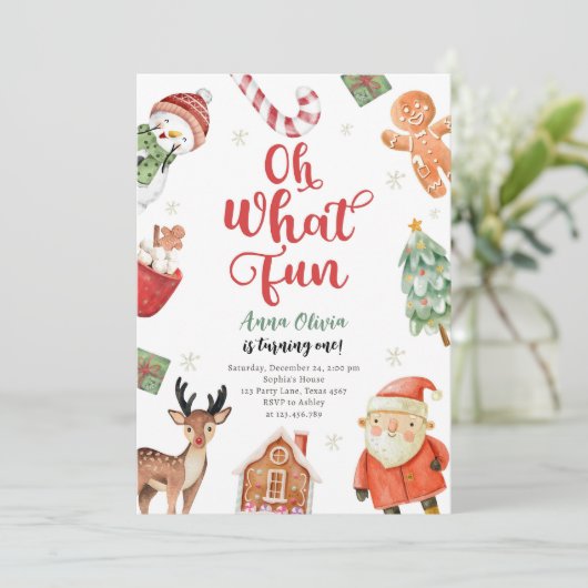 Oh wat een leuk kerstfeest Kerstman Verjaardag Kaart (Staand voorkant)