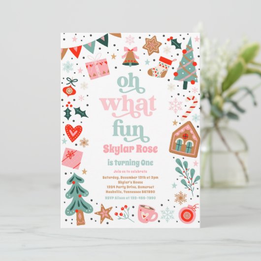 Oh wat een leuk kerstfeestje kaart (Staand voorkant)