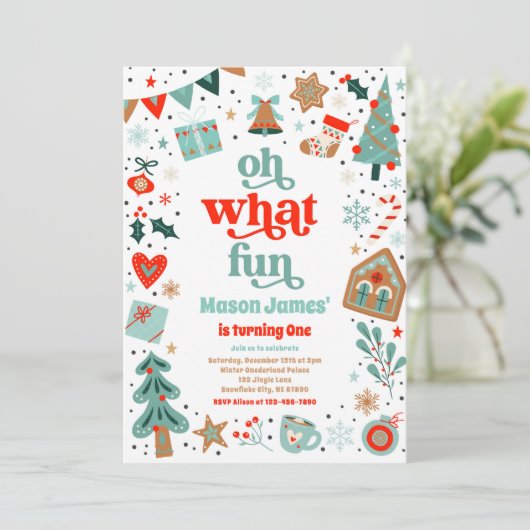 Oh wat een leuk kerstfeestje kaart (Staand voorkant)