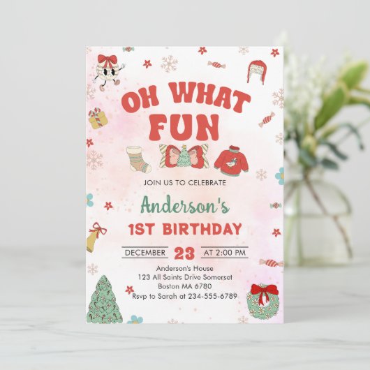 Oh wat een leuk kerstfeestje kaart (Staand voorkant)