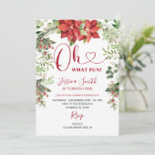 Oh wat een leuk kerstgroen verjaardagsfeestje kaart (Staand voorkant)