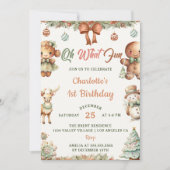 Oh wat een leuk kerstkoekjes 1e verjaardagsfeestje kaart (Voorkant)