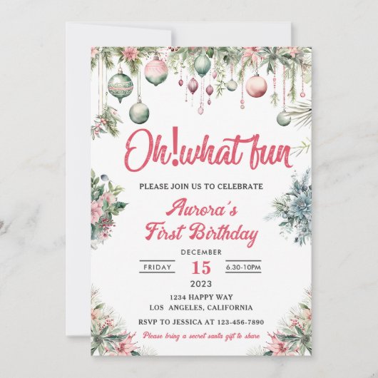 Oh wat een leuk Kerstmis Bloemen Verjaardagsfeest Kaart (Voorkant)