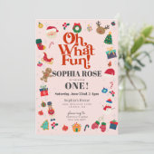 Oh wat een leuk kerstwinter eerste verjaardagsfees kaart (Staand voorkant)