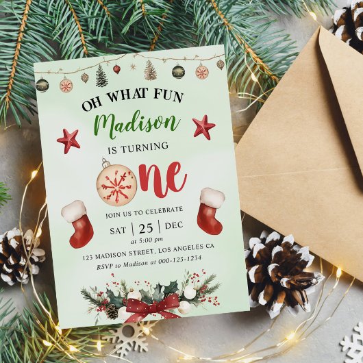 Oh wat een leuk kerstwinter eerste verjaardagsfees kaart