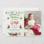 Oh wat een leuk kerstwinter eerste verjaardagsfees kaart (Voorkant)