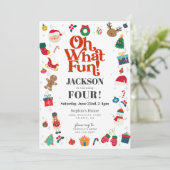 Oh wat een leuk kerstwinter verjaardagsfeest kaart (Staand voorkant)