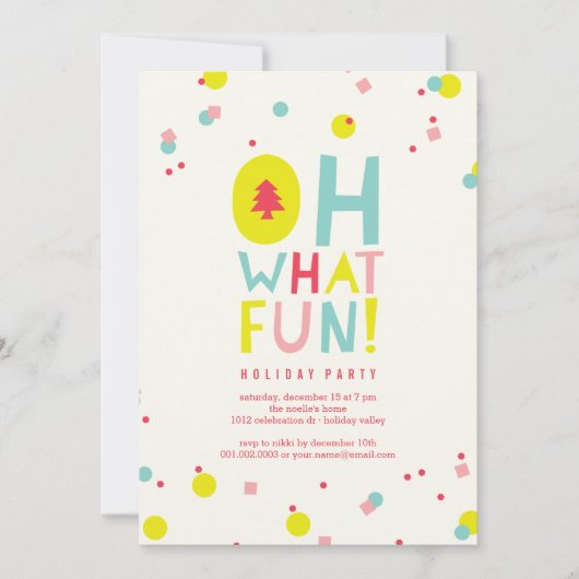 Oh wat een leuk kleurrijk Confetti feestje uitnodi Kaart (Voorkant)