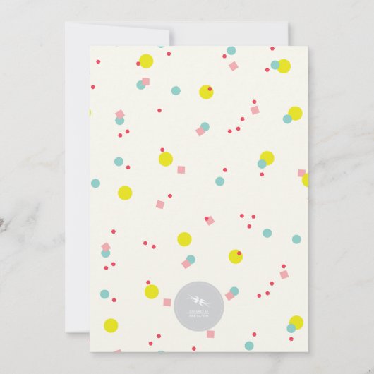 Oh wat een leuk kleurrijk Confetti feestje uitnodi Kaart (Achterkant)