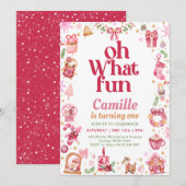 Oh wat een leuk meisje kerstverjaardag kaart (Voorkant / Achterkant)