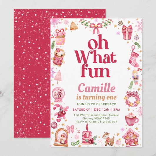 Oh wat een leuk meisje kerstverjaardag kaart (Voorkant / Achterkant)