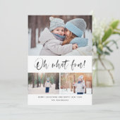 Oh wat een leuk modern penseelscript feestdagenkaart (Staand voorkant)