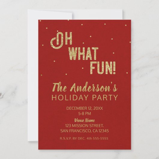 Oh wat een leuk rood goud kerstfeest kaart (Voorkant)