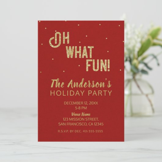 Oh wat een leuk rood goud kerstfeest kaart (Staand voorkant)