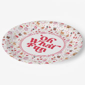 Oh wat een leuk rood roze kerstfeestje papieren bordje (Gekanteld)