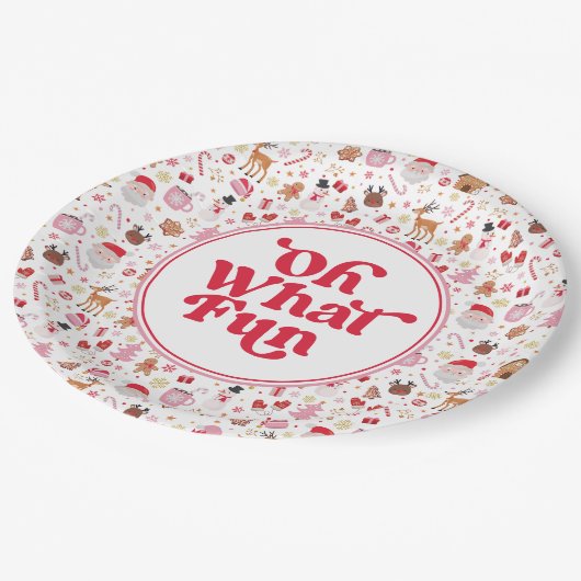 Oh wat een leuk rood roze kerstfeestje papieren bordje (Gekanteld)