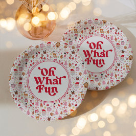 Oh wat een leuk rood roze kerstfeestje papieren bordje