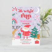 Oh wat een leuk roze kerstman verjaardagsfeestje kaart (Staand voorkant)