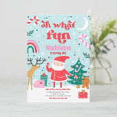 Oh wat een leuk roze kerstman verjaardagsfeestje kaart (Staand voorkant)