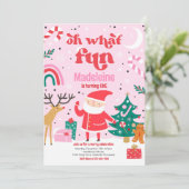 Oh wat een leuk roze kerstman verjaardagsfeestje kaart (Staand voorkant)