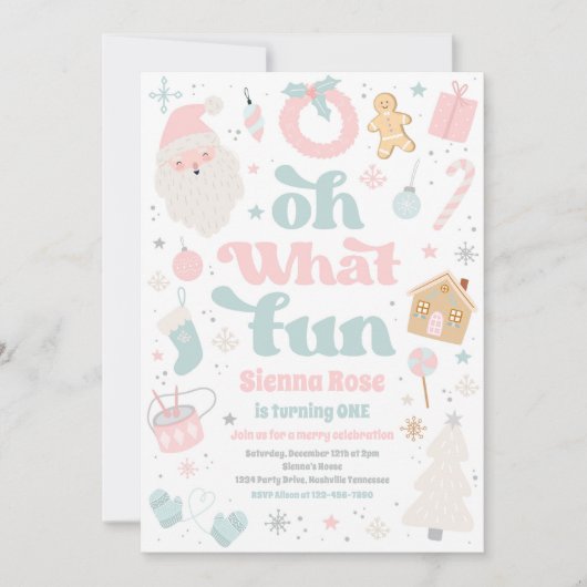 Oh wat een leuk roze pastel kerstfeest kaart (Voorkant)