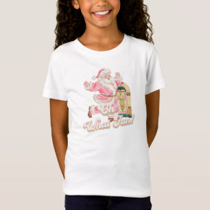 Oh wat een leuk-roze retro kerstman feest t-shirt
