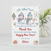 Oh wat een leuk sneeuw kerstfeest dank je kaart (Staand voorkant)