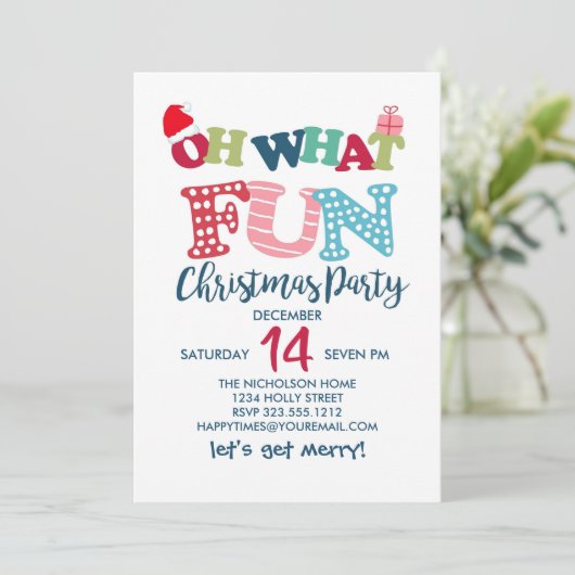 Oh wat een leuk typografie kerstfeest kaart (Staand voorkant)