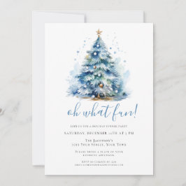 Oh wat een leuke blauwe feestelijke vakantie diner kaart