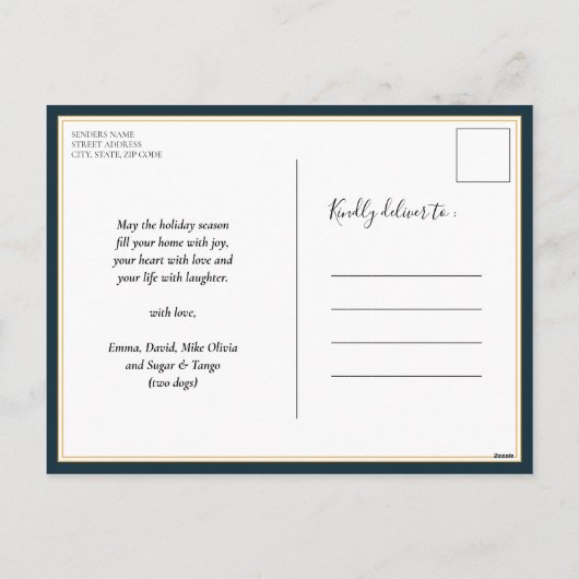 Oh Wat een leuke blauwe kalligrafie Sneeuwvlokken Feestdagenkaart (Achterkant)