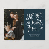 Oh Wat een leuke blauwe kalligrafie Sneeuwvlokken  Feestdagenkaart (Voorkant)