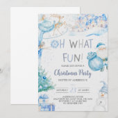 Oh wat een leuke blauwe kerstfeest uitnodiging (Voorkant / Achterkant)