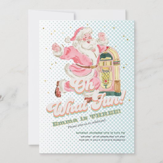Oh wat een leuke-blauwe retro Santa thema meisje v Kaart (Voorkant)
