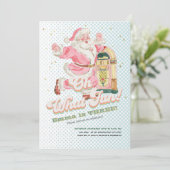 Oh wat een leuke-blauwe retro Santa thema meisje v Kaart (Staand voorkant)