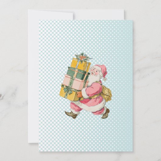 Oh wat een leuke-blauwe retro Santa thema meisje v Kaart (Achterkant)