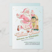 Oh wat een leuke-blauwe retro Santa thema meisje v Kaart (Voorkant / Achterkant)