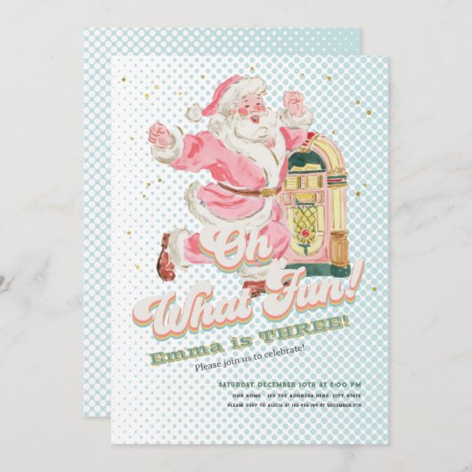 Oh wat een leuke-blauwe retro Santa thema meisje v Kaart (Voorkant / Achterkant)