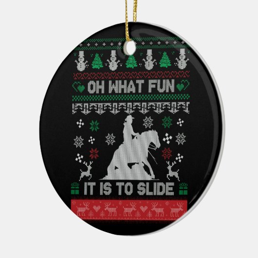 Oh wat een leuke cowboy reining paard lelijke kers keramisch ornament (Links)