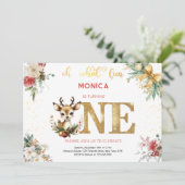 Oh wat een leuke eerste kerstverjaardag uitnodigin kaart (Staand voorkant)