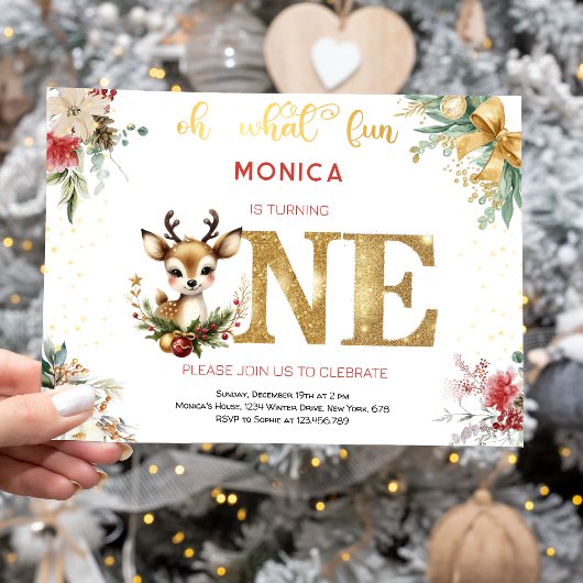 Oh wat een leuke eerste kerstverjaardag uitnodigin kaart