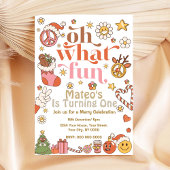 Oh wat een leuke eerste verjaardag Groovy uitnodig Kaart