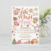 Oh wat een leuke eerste verjaardag Groovy uitnodig Kaart (Staand voorkant)
