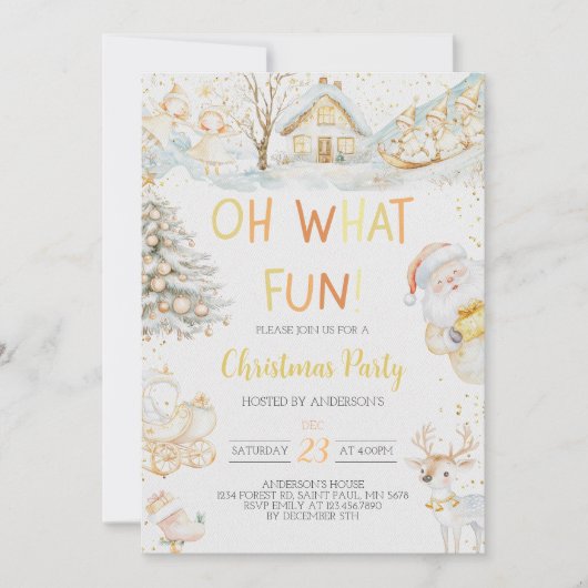 Oh wat een leuke gouden kerstfeest uitnodiging (Voorkant)