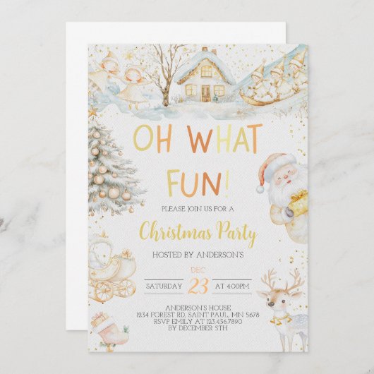 Oh wat een leuke gouden kerstfeest uitnodiging (Voorkant / Achterkant)